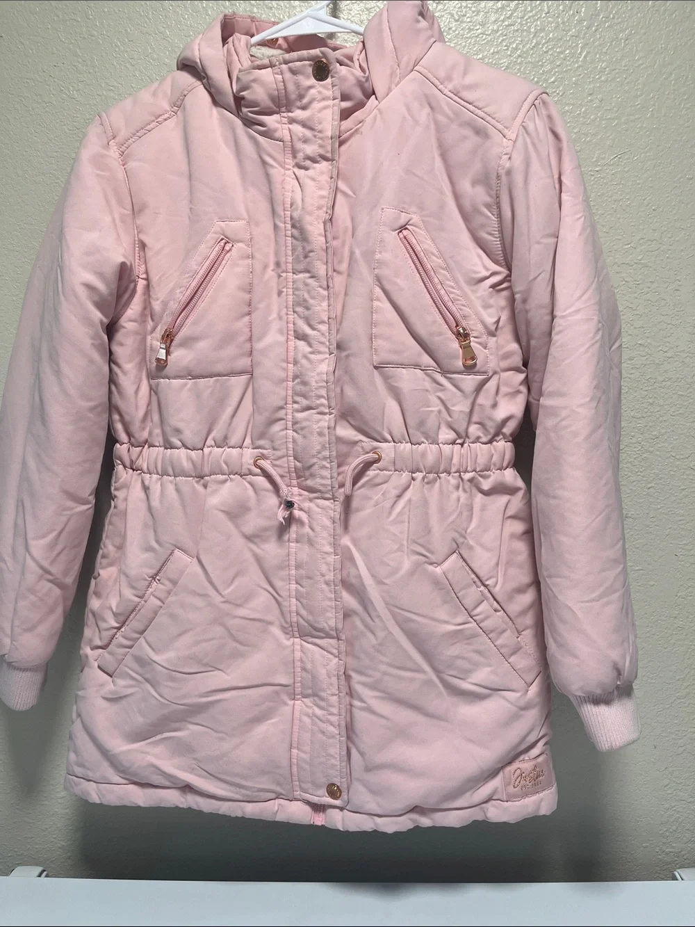 Justice Light Pink Hooded Puffer Jacket